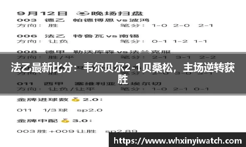 法乙最新比分：韦尔贝尔2-1贝桑松，主场逆转获胜